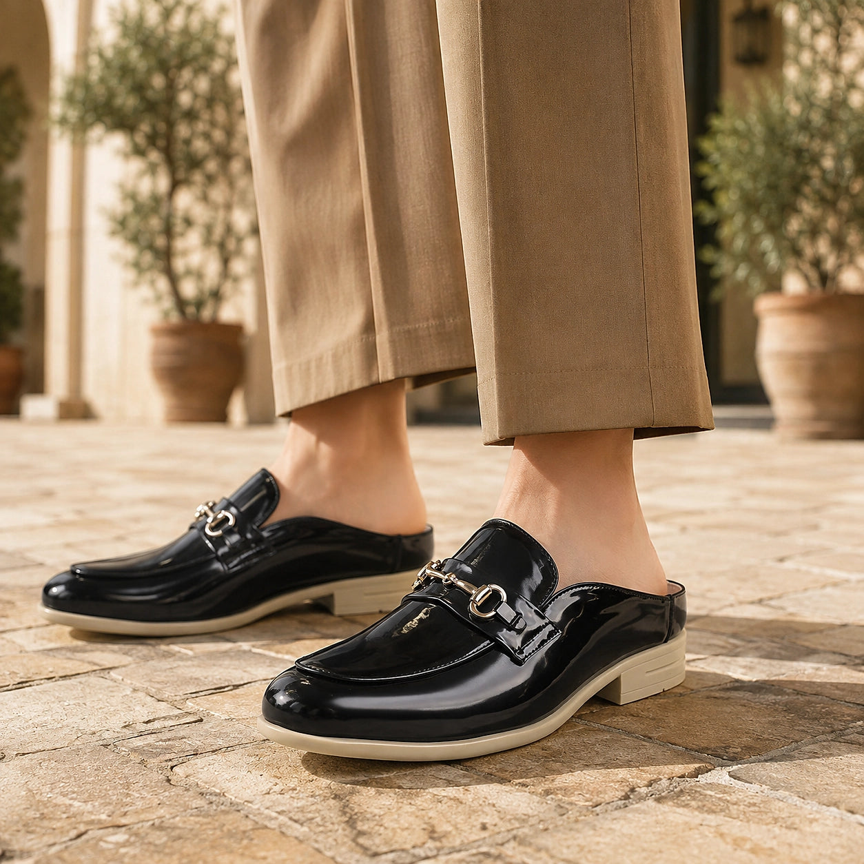 Halcourt Leather Horsebit Mule — Black (footwear environment 2)