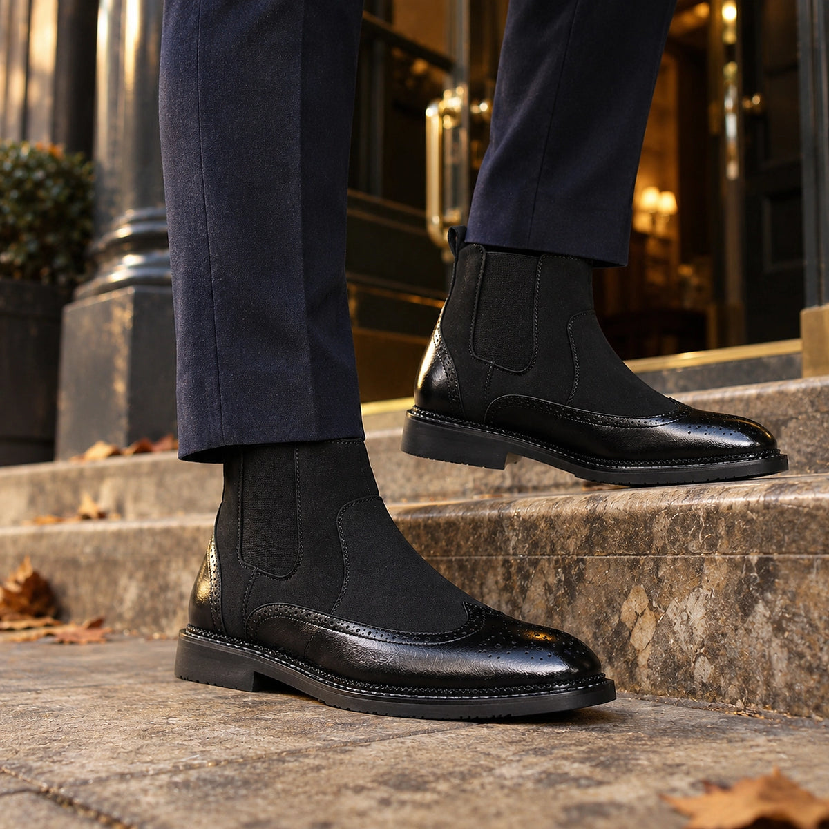 Dreven Leather Chelsea Boots — Black (footwear environment 2)
