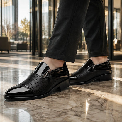 Halven Leather Slip-On Loafers — Black (footwear environment 2)