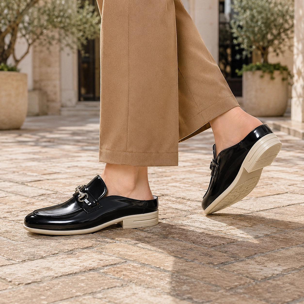 Halcourt Leather Horsebit Mule — Black (footwear environment 3)
