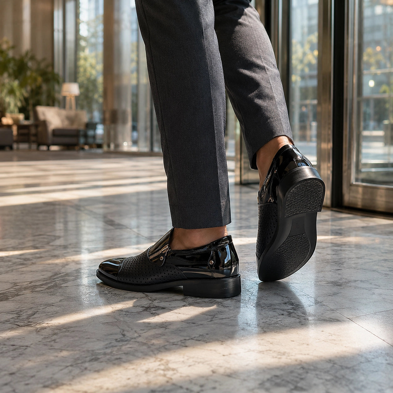 Halven Leather Slip-On Loafers — Black (footwear environment 3)