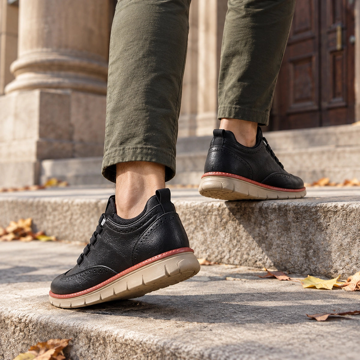 Halverton Leather Brogue Sneakers — Black (footwear environment 3)