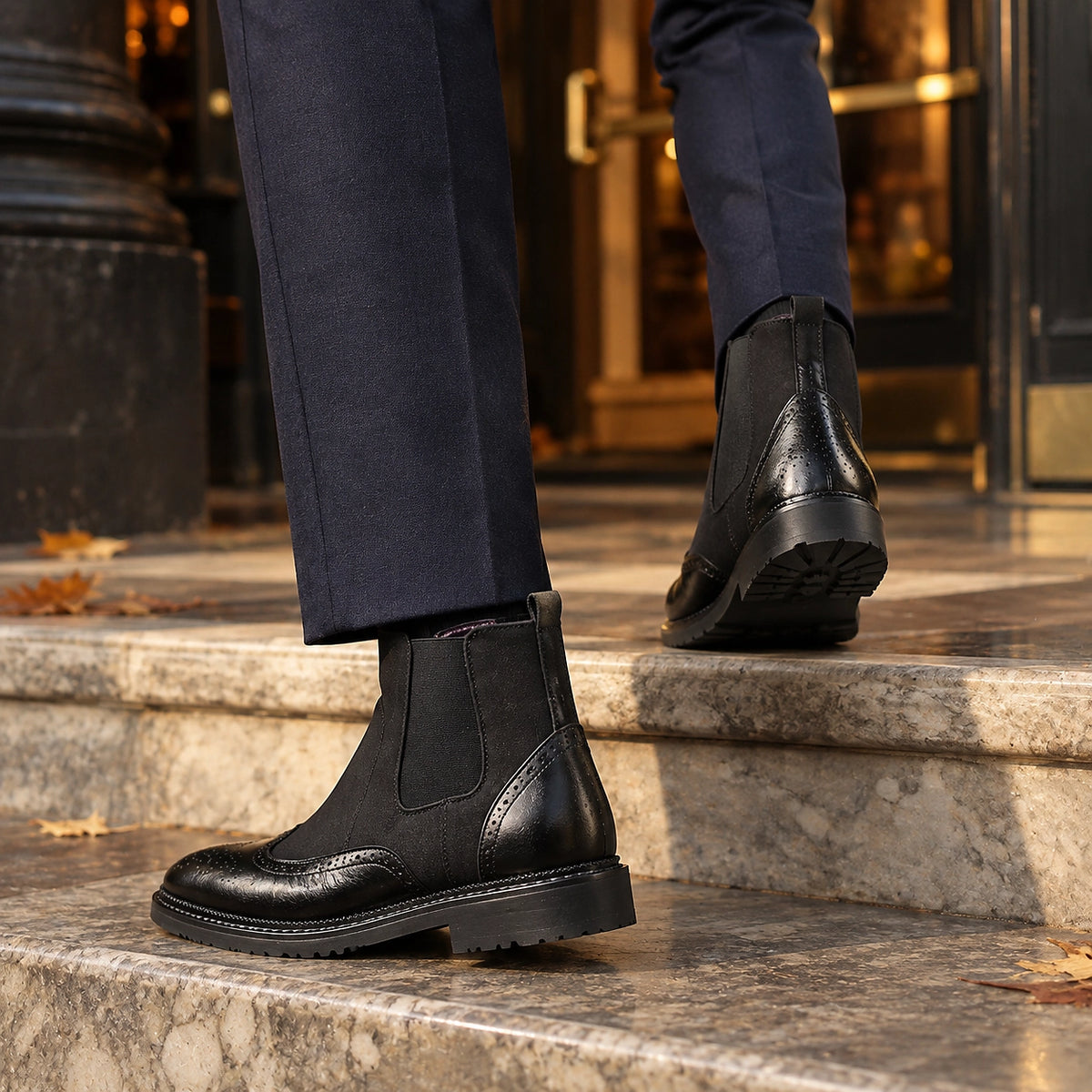 Dreven Leather Chelsea Boots — Black (footwear environment 3)