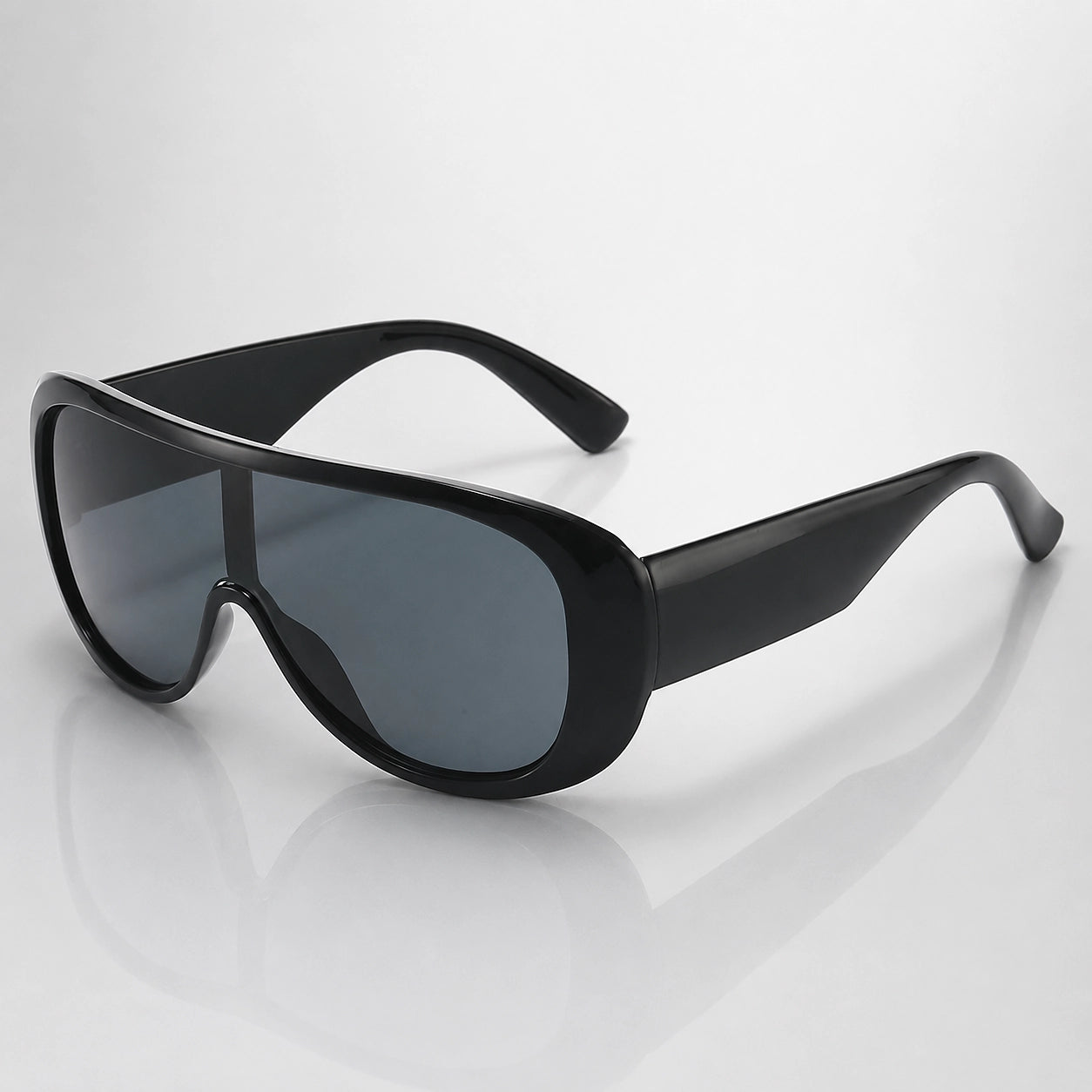 Quelto Riviera Sunglasses — Black Frame All Gray Film (sunglasses hero)