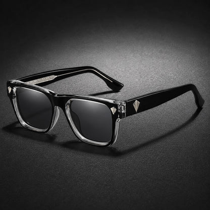 Quelro Riviera Sunglasses — Black Frame All Gray Film (sunglasses hero)