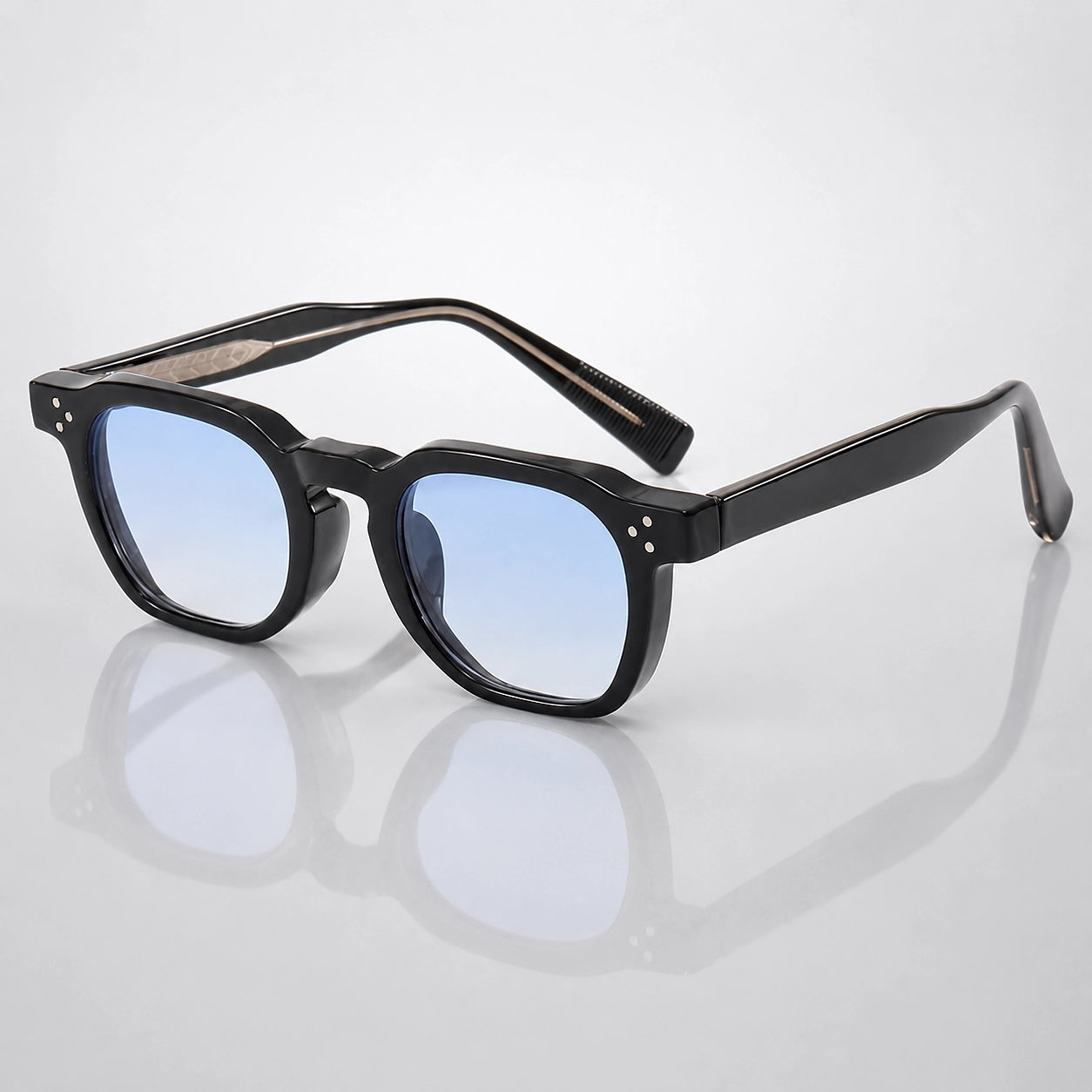 Quivo Bastia Sunglasses — Black Frame Light Blue (sunglasses hero)
