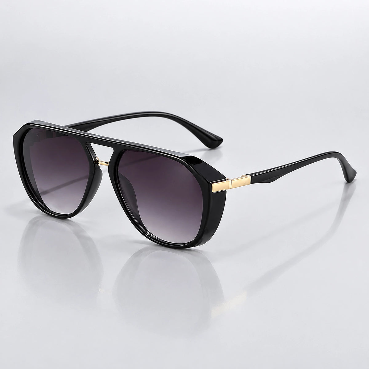 Halvon Deco Sunglasses — Black Frame With Double Gray Lenses (sunglasses hero)