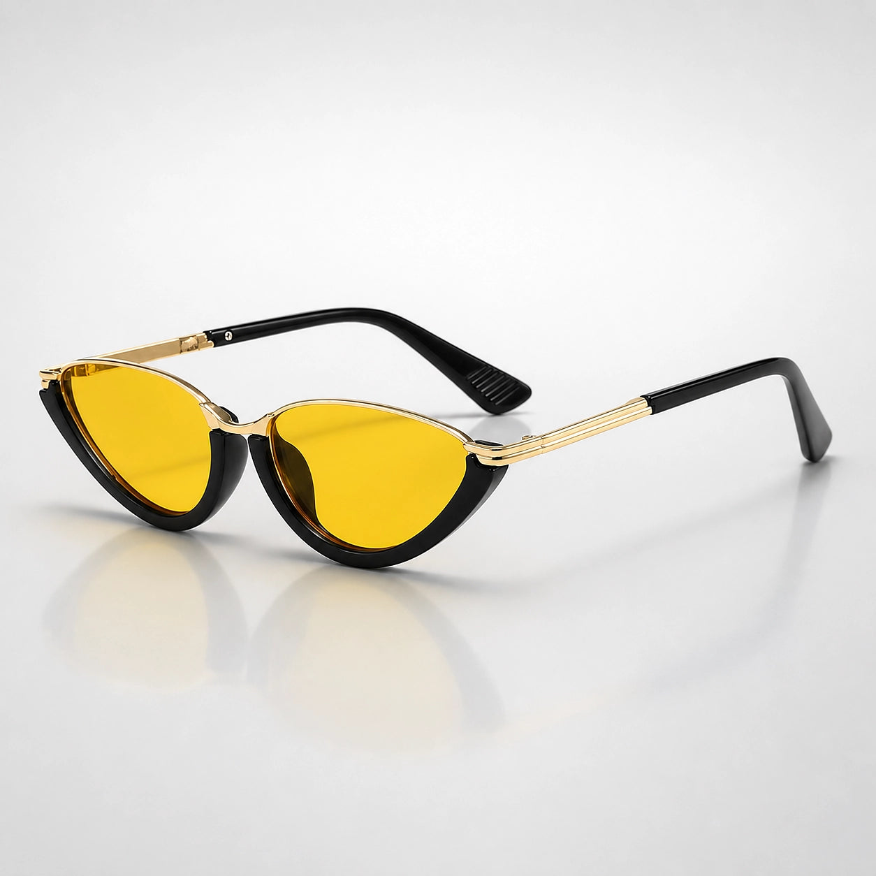 Belvara Cat-Eye Sunglasses — Black Frame Yellow Film (sunglasses hero)