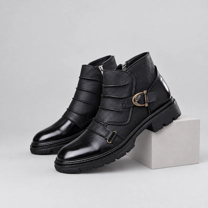 Harwick Leather Ankle Boots — Black (gm-cx63) Trendy Boots (mens shoe pedestal)
