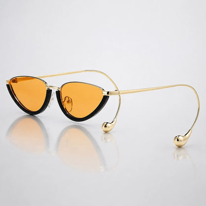 Halvra Cat-Eye Sunglasses — Black Gold Frame Double Gray Piece (sunglasses hero)