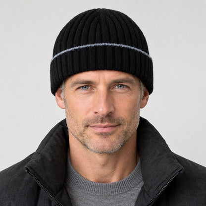 Dalton Wool Beanie — Black (headwear model front)