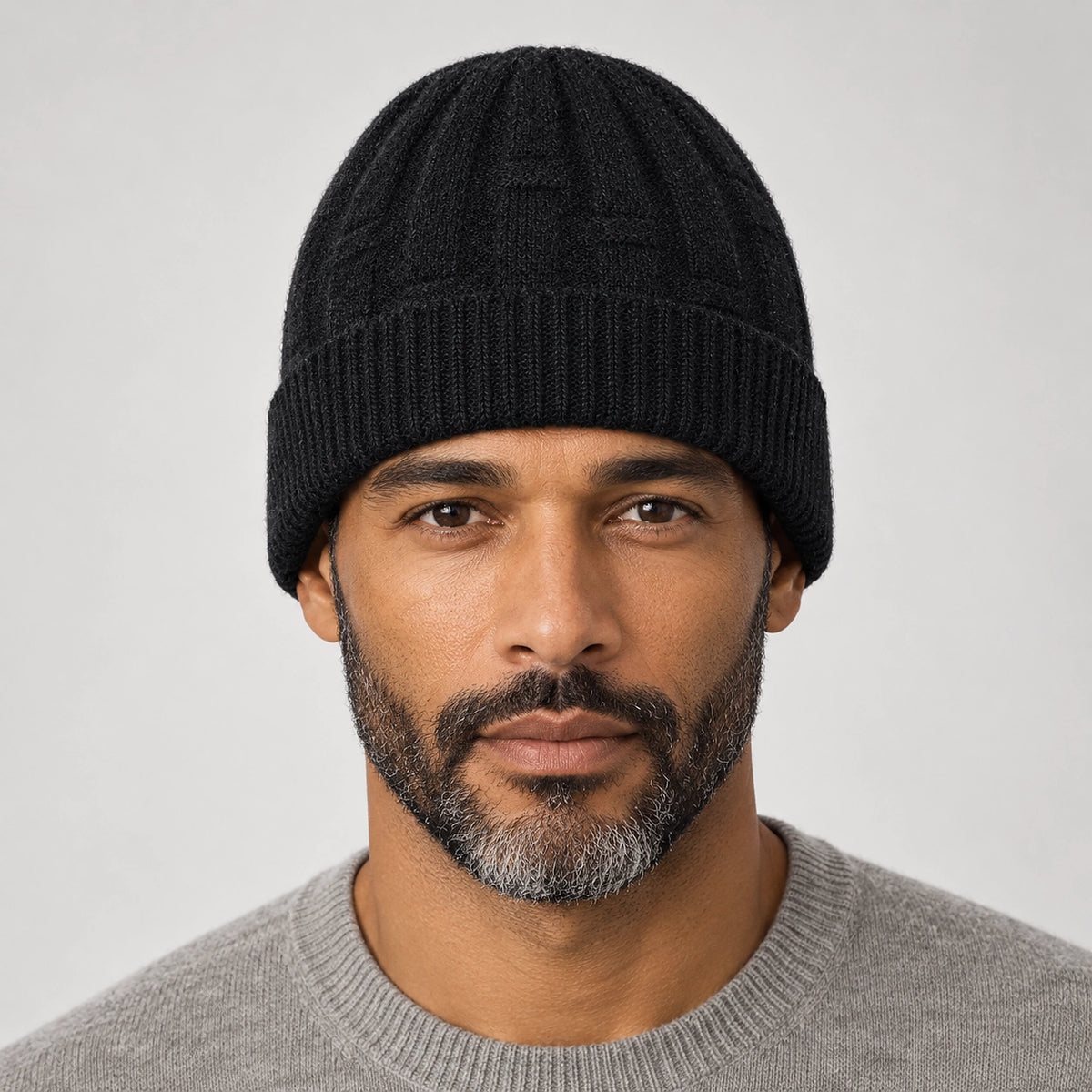 Drummond Wool Beanie — Black (headwear model front)