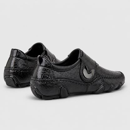 Halston Genuine Leather Loafers — Black (mens shoe angle)