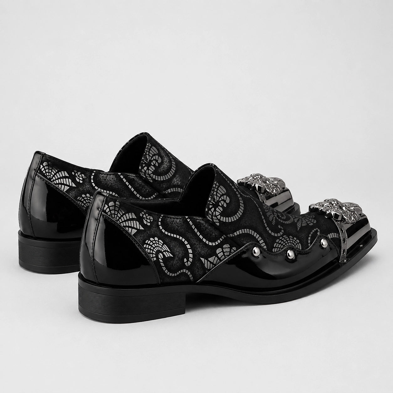 Halvorn Leather Pointed Loafers — Black (mens shoe angle)