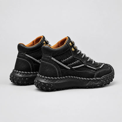 Dravell Leather High-Top Boots — Black (mens shoe angle)