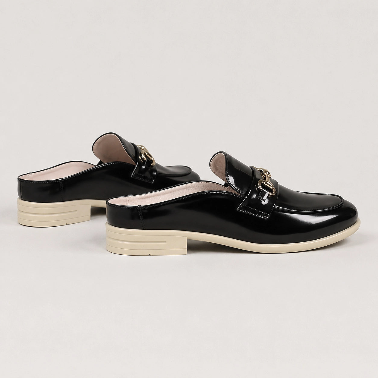 Halcourt Leather Horsebit Mule — Black (mens shoe angle)