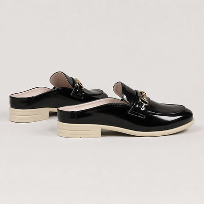 Halcourt Leather Horsebit Mule — Black (mens shoe angle)