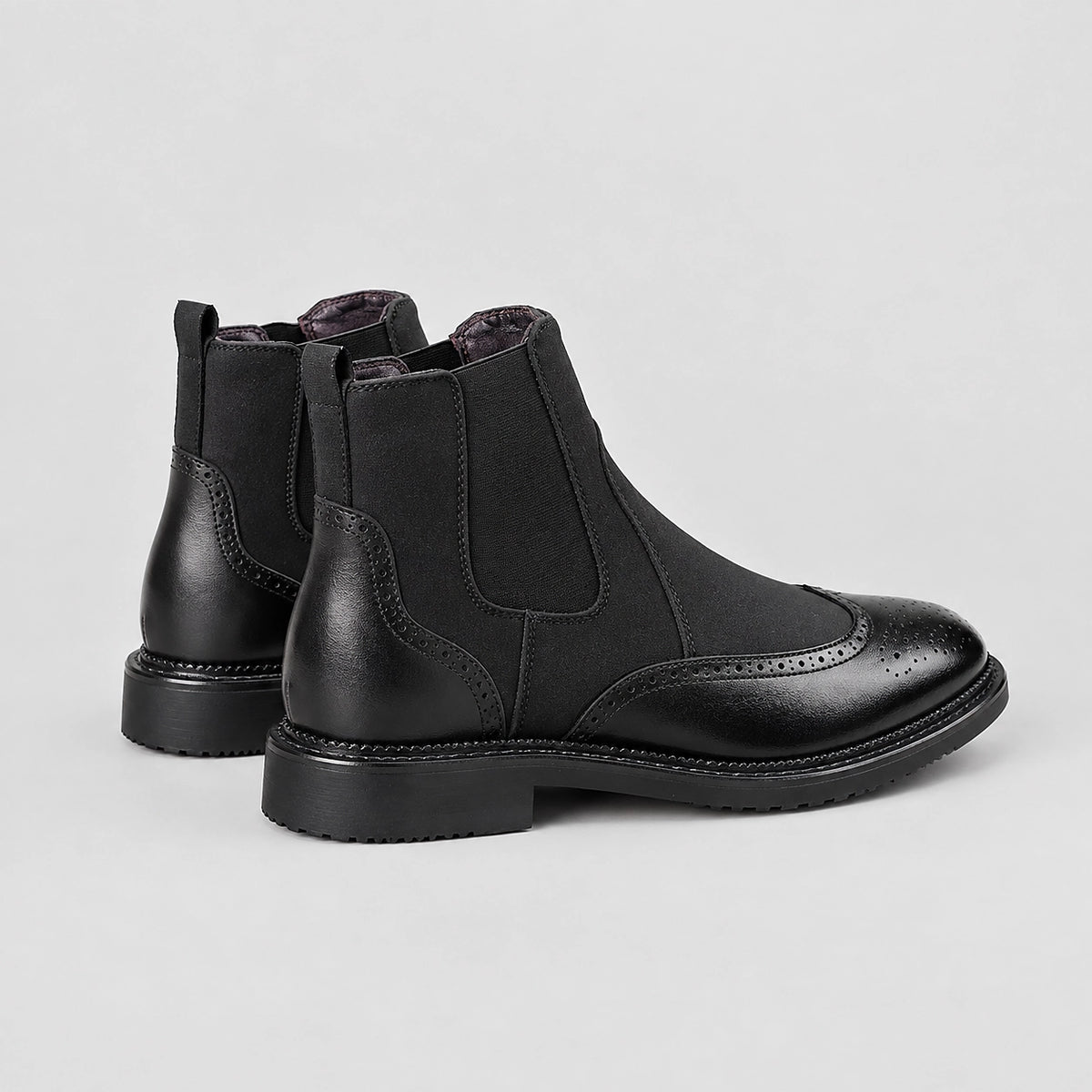 Dreven Leather Chelsea Boots — Black (mens shoe angle)