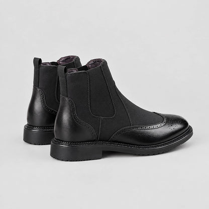 Dreven Leather Chelsea Boots — Black (mens shoe angle)