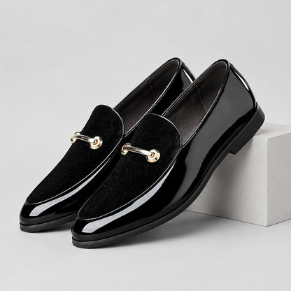 Dalcourt Leather Horsebit Loafers — Black (mens shoe pedestal)