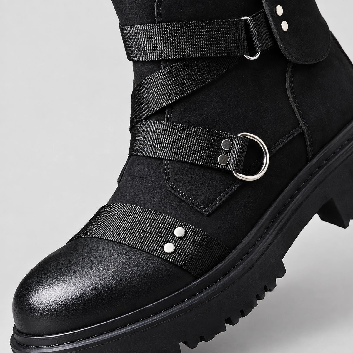 Dravek Leather Combat Boots — Black (mens shoe zoom)