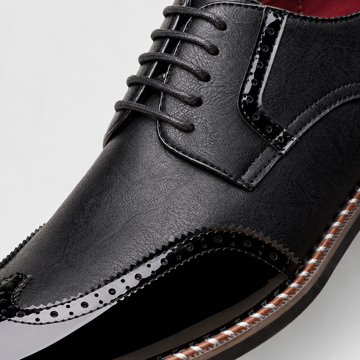 Daxton Leather Brogue Derby Oxfords — Black (mens shoe zoom)