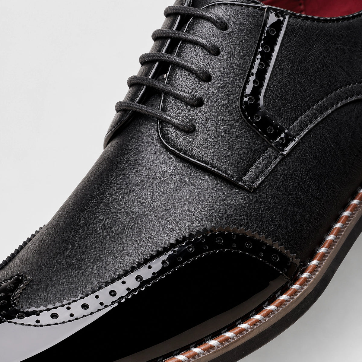 Daxton Leather Brogue Derby Oxfords — Black (mens shoe zoom)