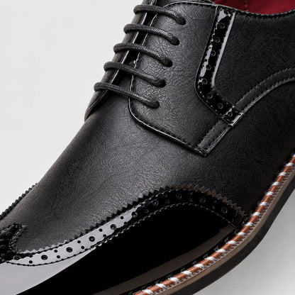 Daxton Leather Brogue Derby Oxfords — Black (mens shoe zoom)