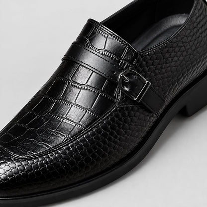 Delvoro Leather Monk Strap Loafers — Black (mens shoe zoom)