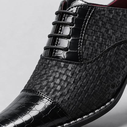 Delvano Leather Oxford Dress Shoes — Black (mens shoe zoom)