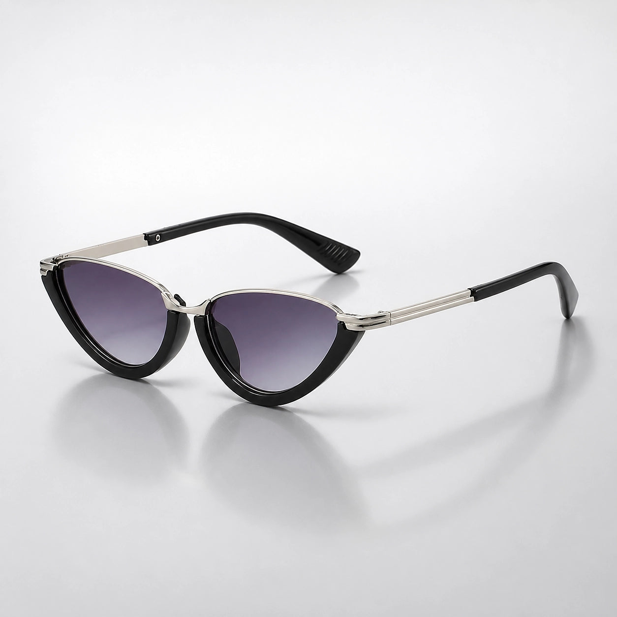 Dalvera Cat-Eye Sunglasses — Black & Silver (sunglasses hero)