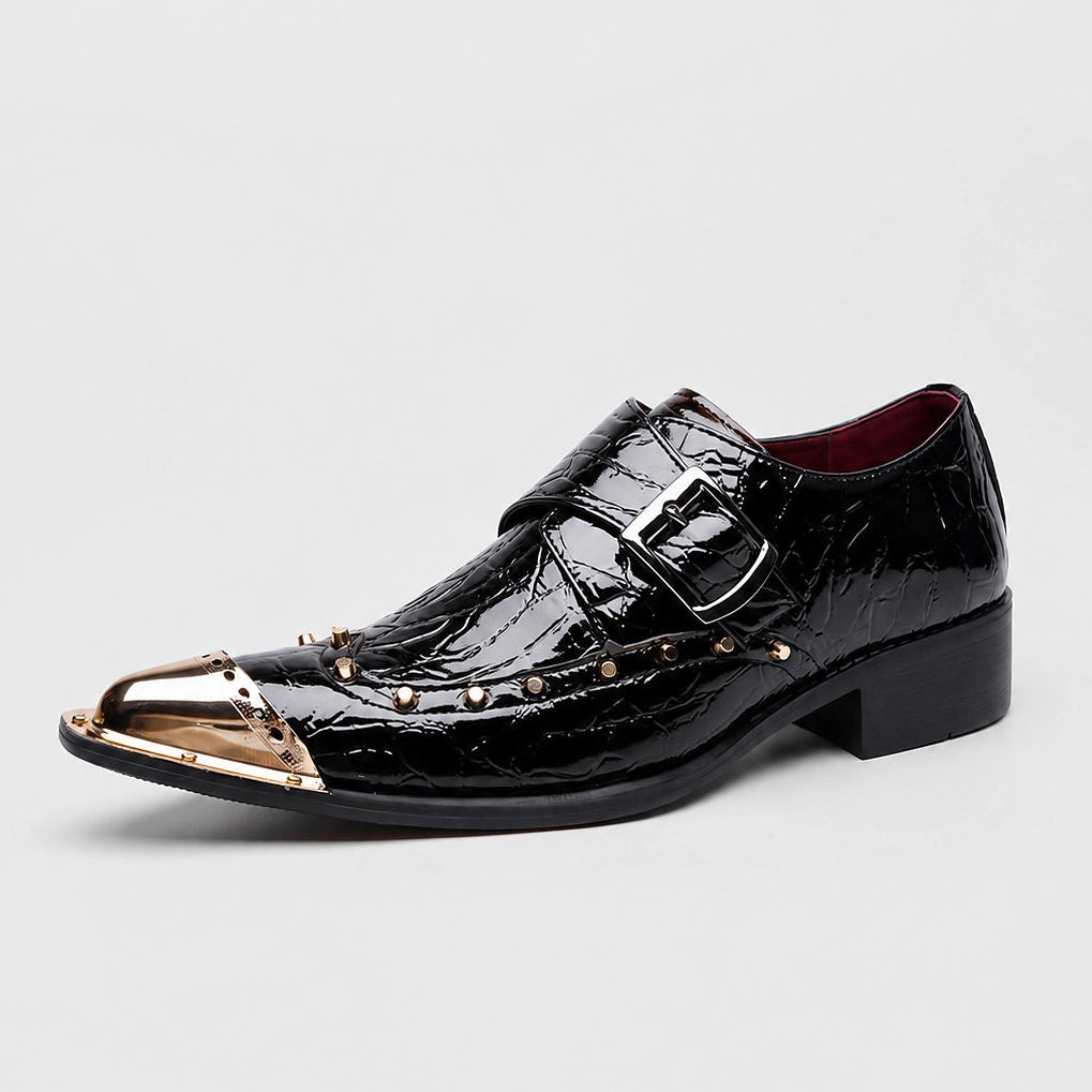 Brixton Leather Monk Strap Loafers — Black (studio solo)