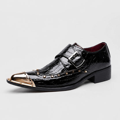 Brixton Leather Monk Strap Loafers — Black (studio solo)