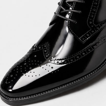 Halloran Leather Brogue Ankle Boots — Black & White (mens shoe zoom)