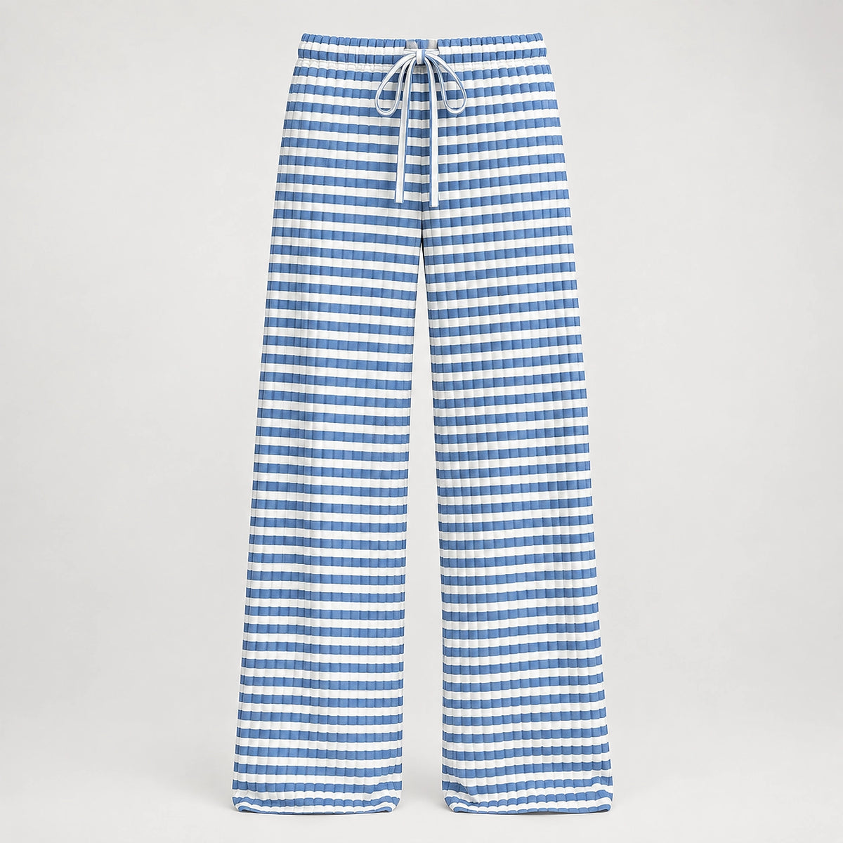 Delwyn Ribbed Drawstring Pants — Blue And White Stripes (apparel solo)