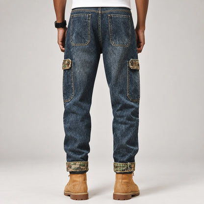Breckon Cotton Cargo Jeans — Blue (apparel back)