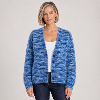 Belara Cotton Blend Cardigan — Blue (apparel front)