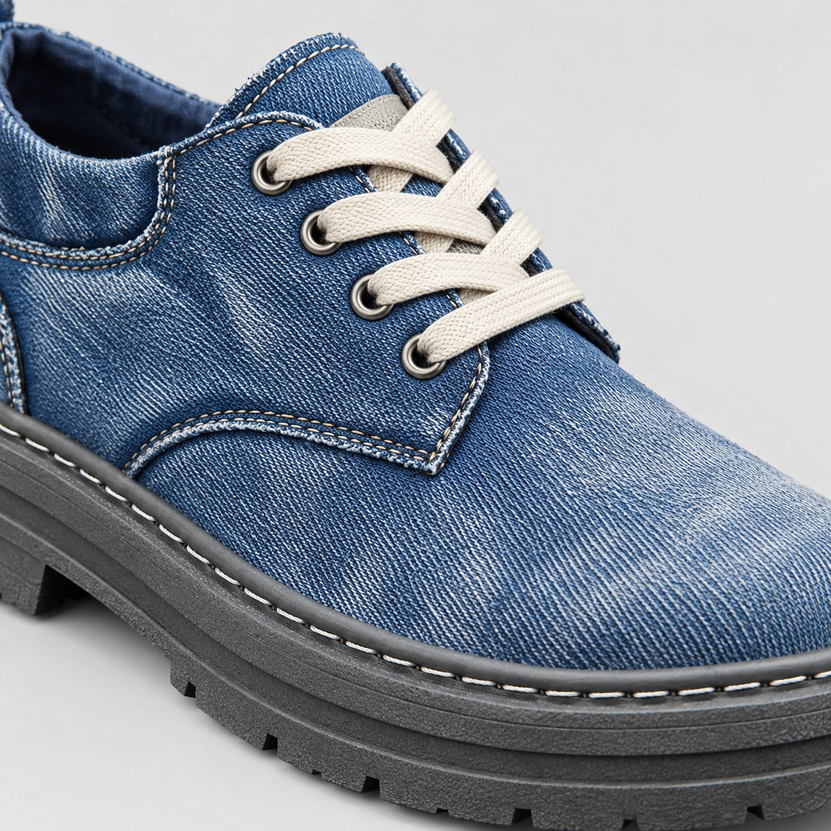 Harlow Denim Derby Shoes — Blue (mens shoe zoom)