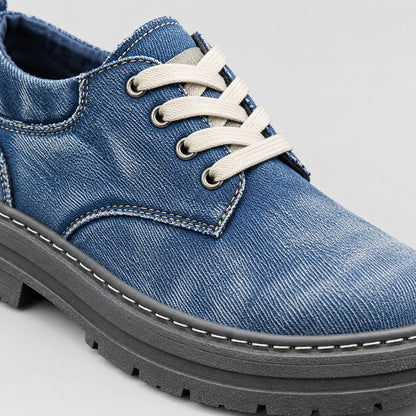 Harlow Denim Derby Shoes — Blue (mens shoe zoom)