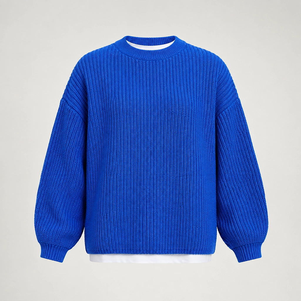 Brynn Ribbed Knit Sweater — Blue Theme (apparel solo)