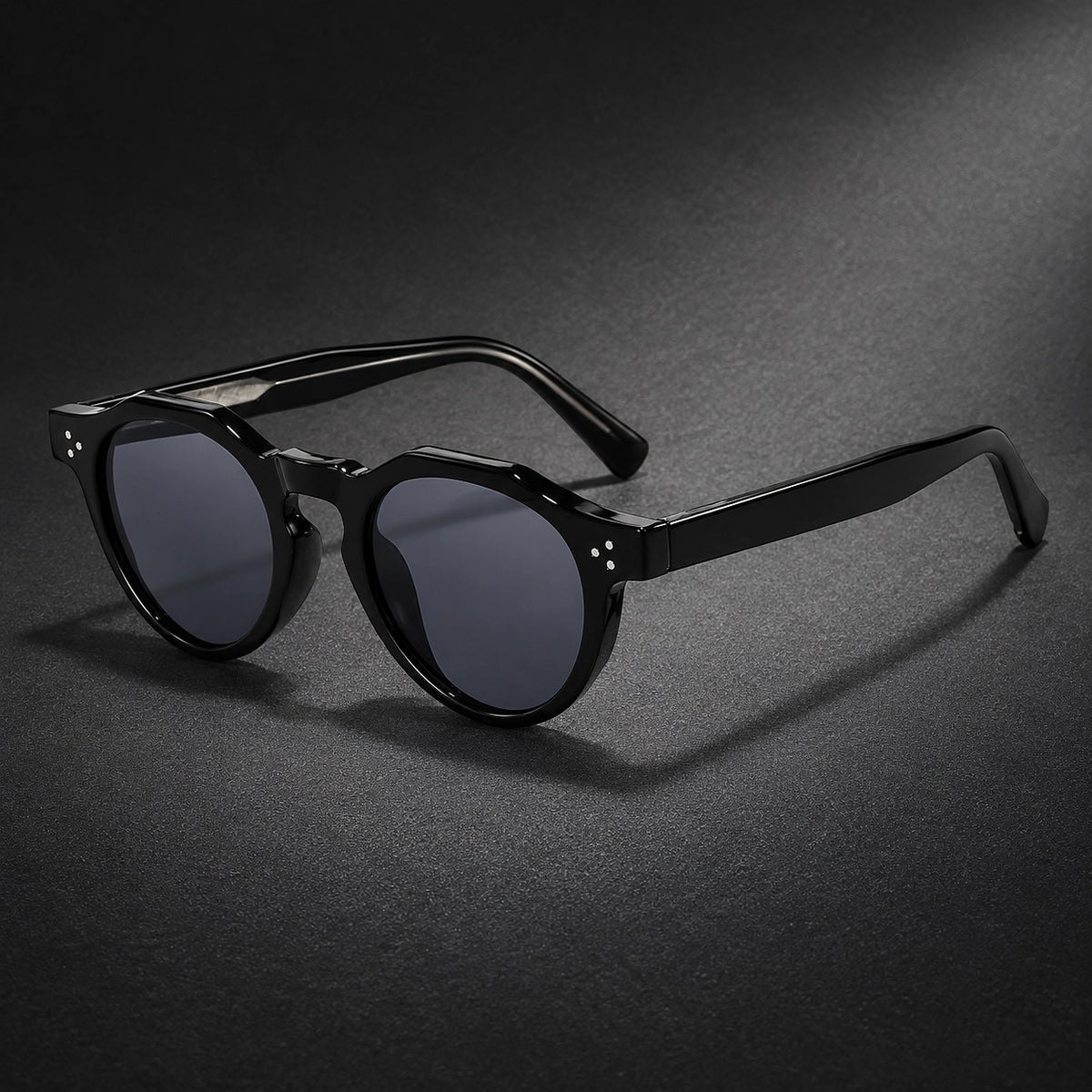 Deloro Capri Sunglasses — Bright Black Frame Black And Gray Film (sunglasses hero)