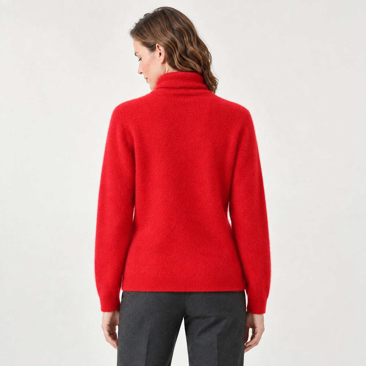Delwyn Cashmere Turtleneck Sweater — Bright Red (apparel back)