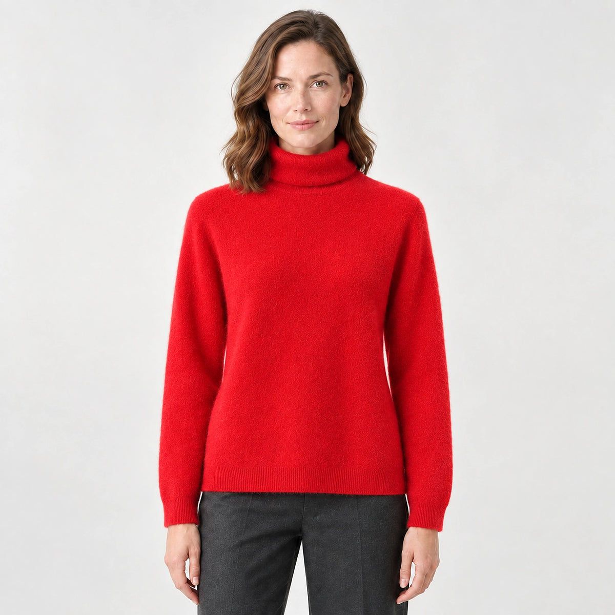 Delwyn Cashmere Turtleneck Sweater — Bright Red (apparel front)