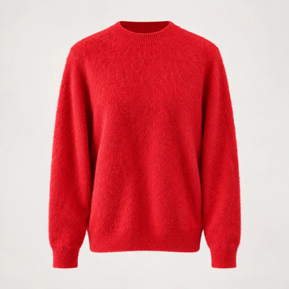 Beloru Cashmere Crewneck Sweater — Bright Red (apparel solo)