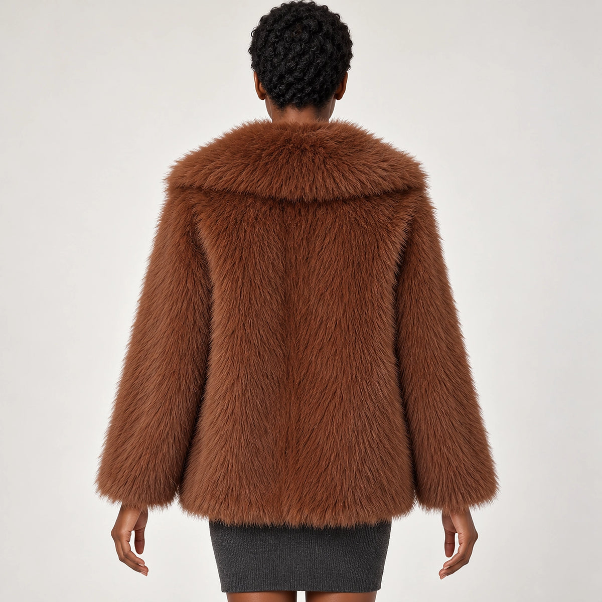 Neravessa Lapel Coat — Brown (apparel back)