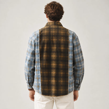 Halcott Cotton Patchwork Shirt — Brown (apparel back)