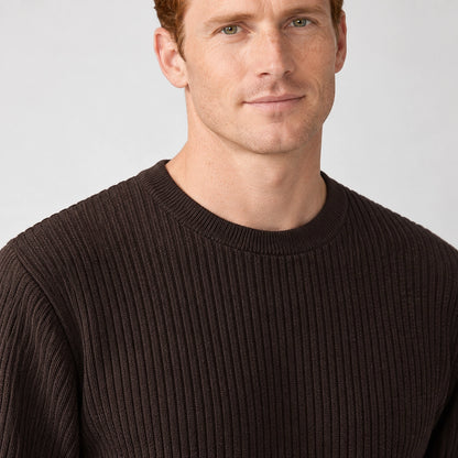 Harlen Ribbed Crewneck Sweater — Brown (apparel detail)