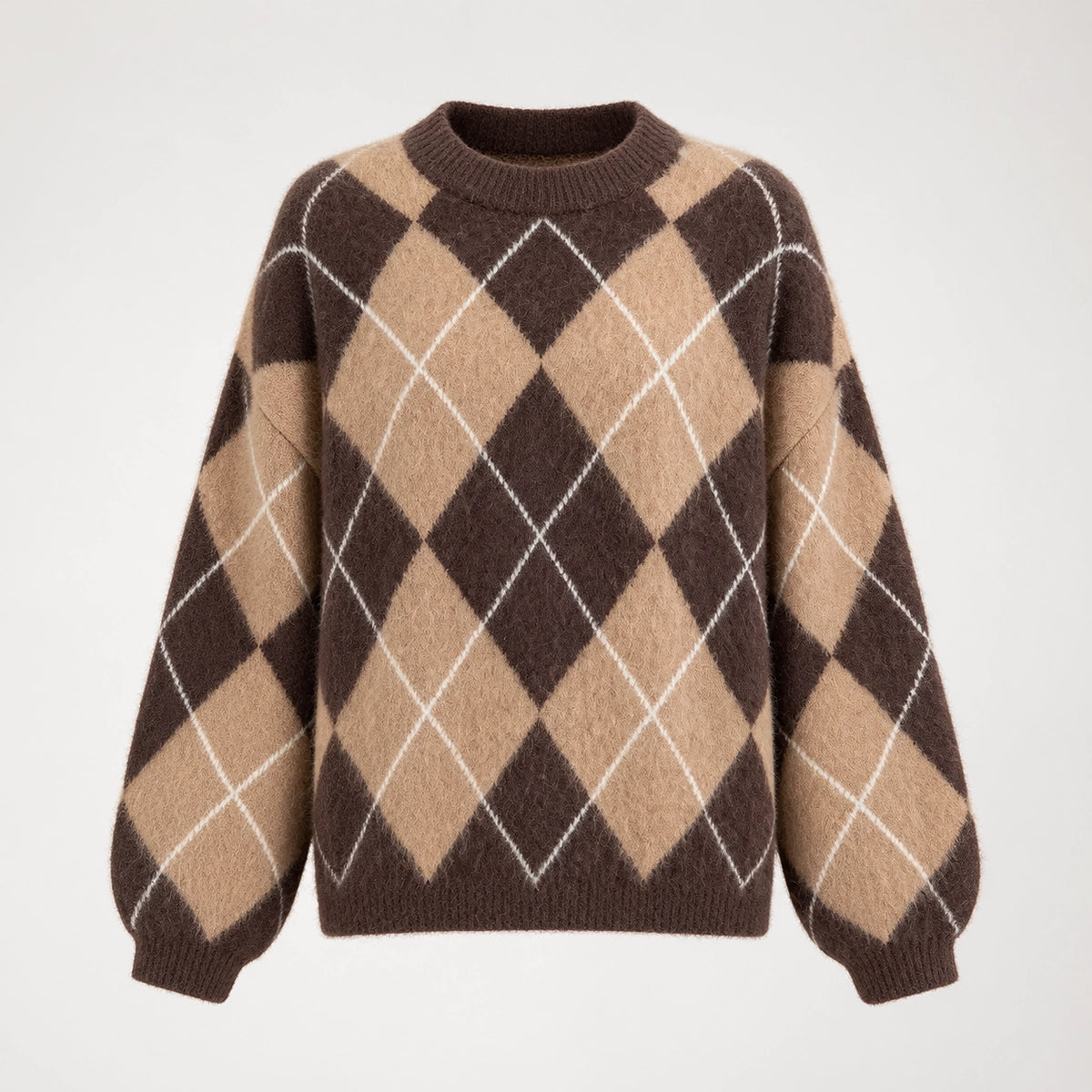 Halwyn Argyle Knit Sweater — Brown (apparel solo)