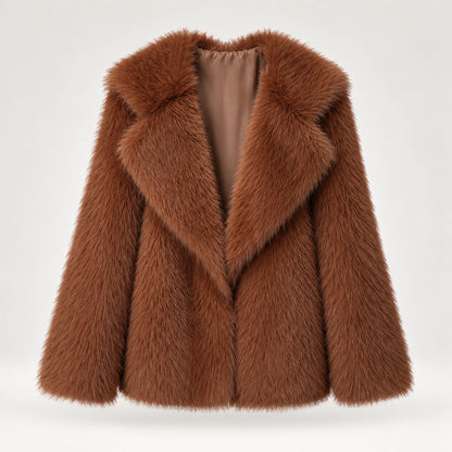 Neravessa Lapel Coat — Brown (apparel solo)