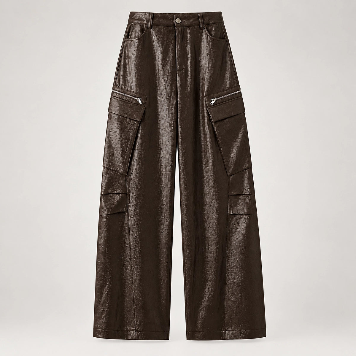 Brevel Leather Cargo Pants — Brown (apparel solo)